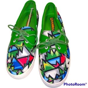 Loudmouth Neon Crystal Sailor Boat Shoes green sz 10.5